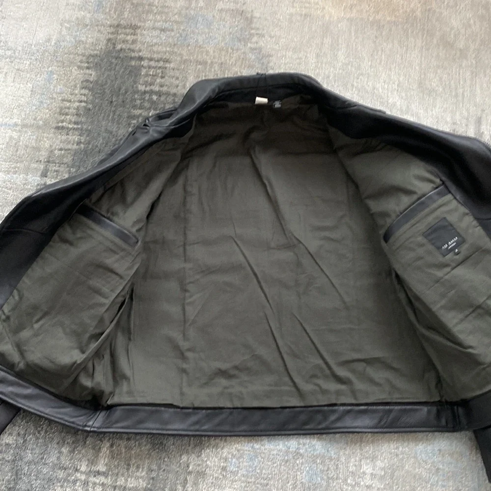 Brand NWT - Ted Baker Carve - Black Leather Biker Jacket - Size 4 (USA size L) - Picture 13 of 15